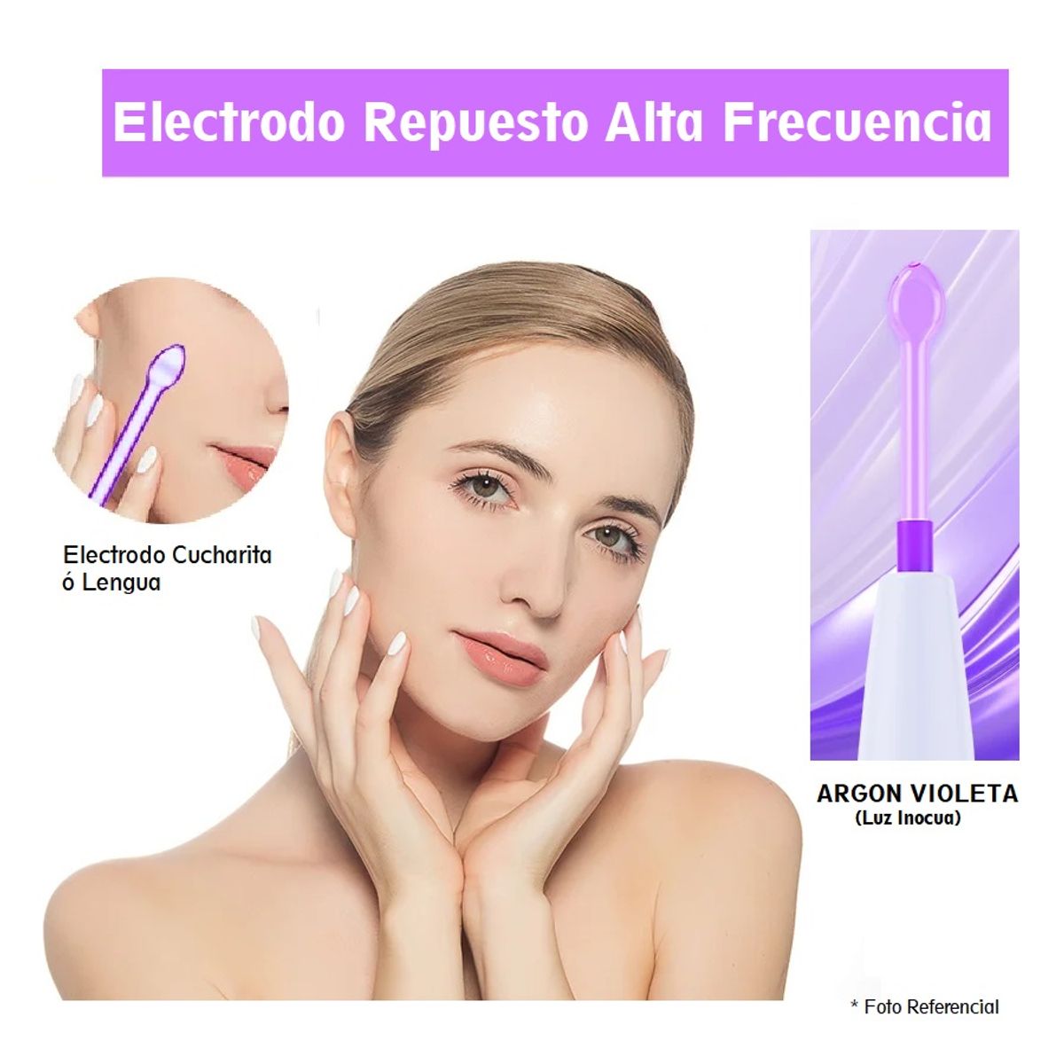 OEM - Electrodo Alta Frecuencia Luz Violeta Compatible con Maquinas Portatil