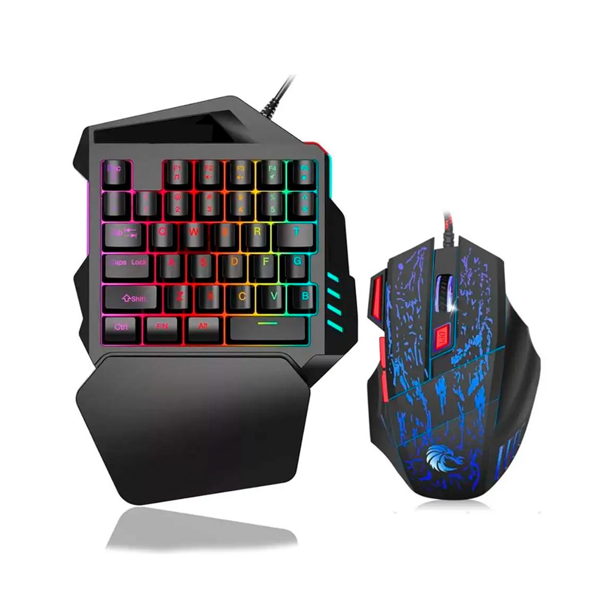 GENERICO - Kit Gamer SAMZO ATE-GMM1  Teclado de una mano + Mouse con LED