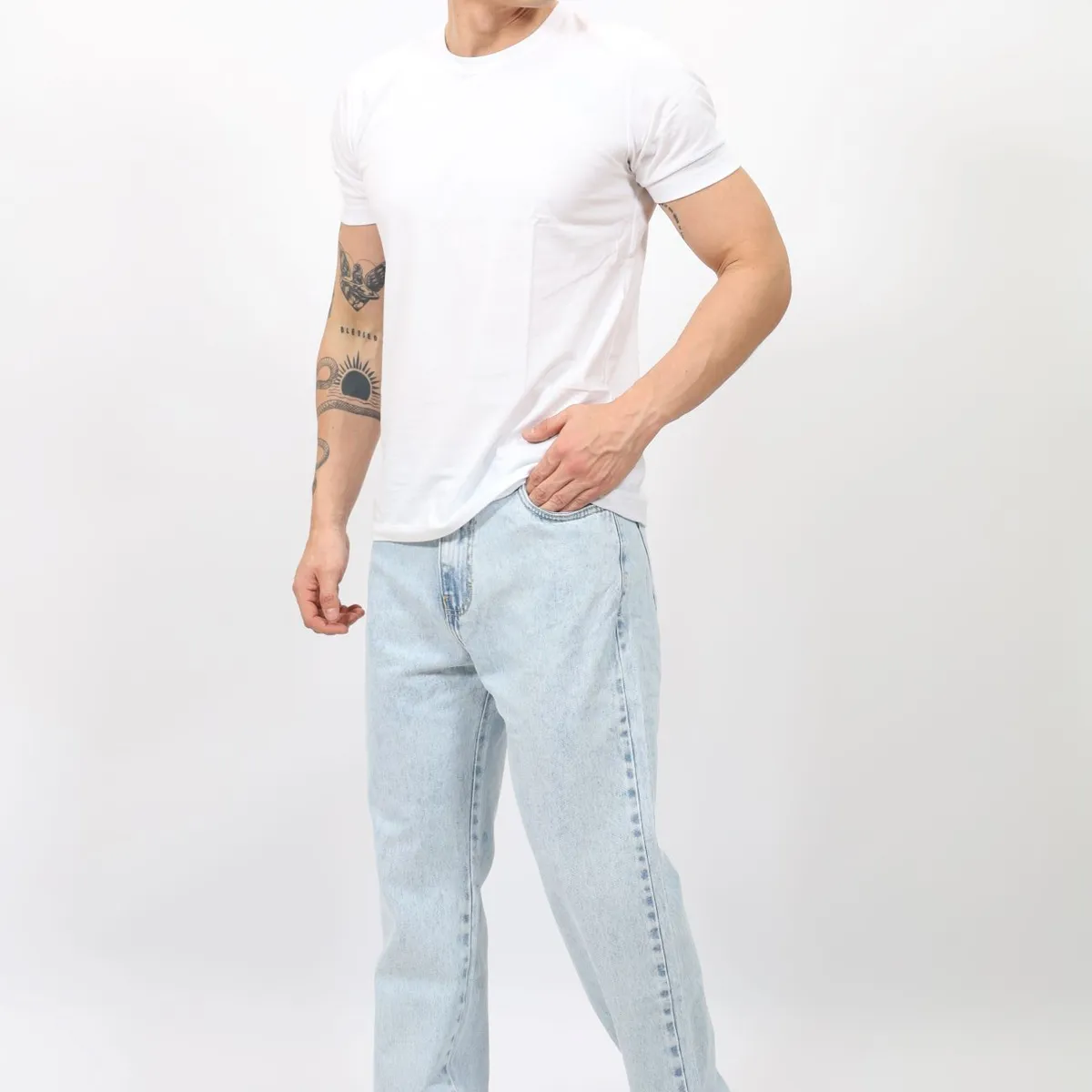 QH - Pantalón Clásico de Denim 100% Algodón para Hombre