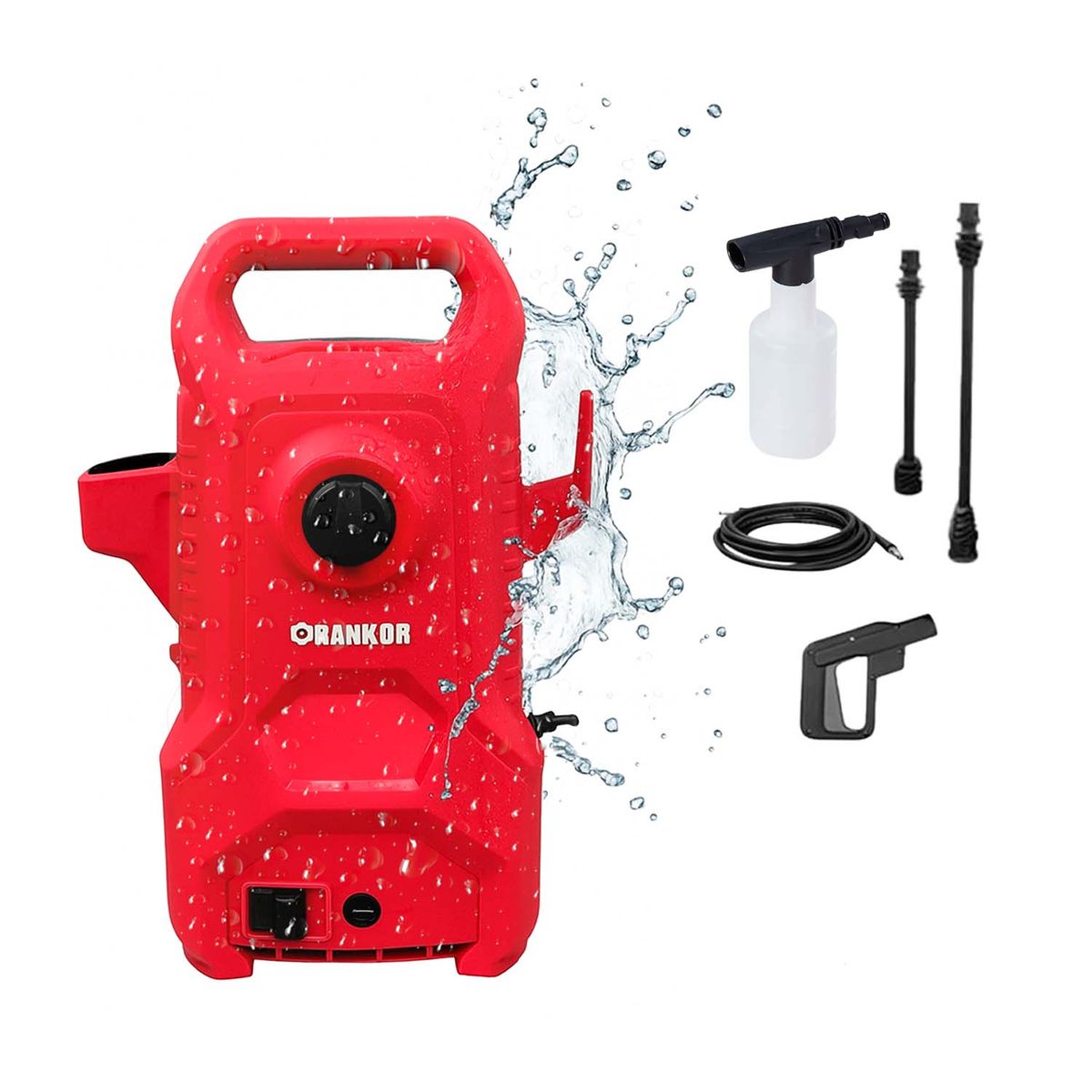 RANKOR - Hidrolavadora Eléctrica 1400w Con Shampunera Rankor Rojo