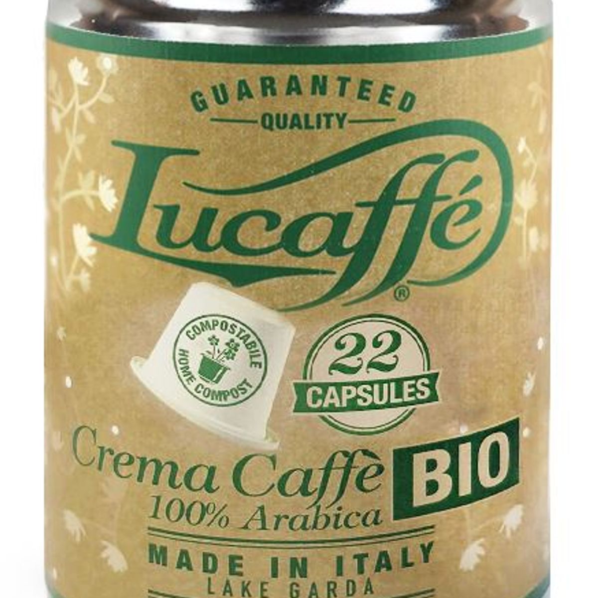 LUCAFFE - Café Molido en Lata Crema Caffé - Capsulas Biodegradables- 22 unidades
