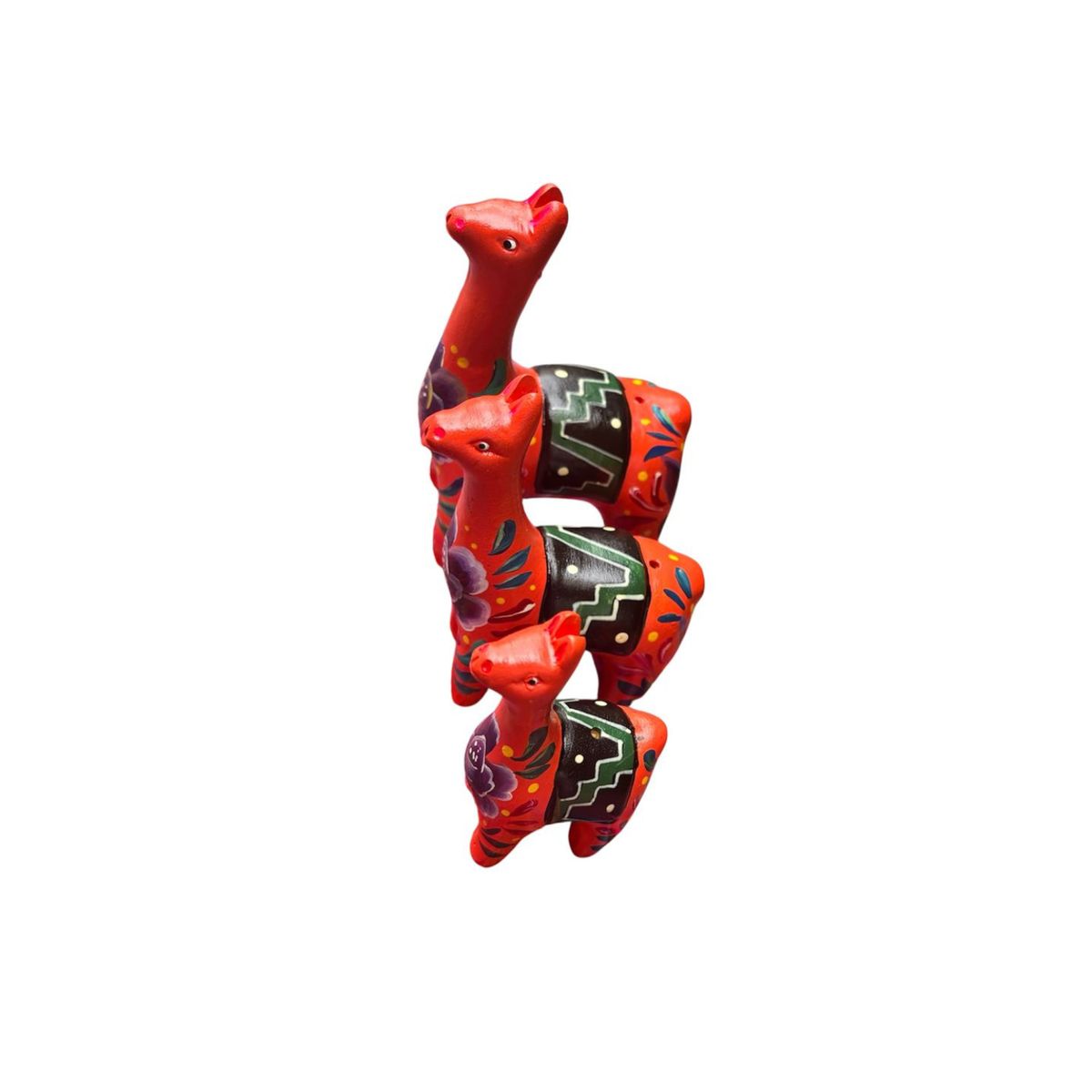 ACHALLAY ARTESANIA DE BARRO - Set de Llamitas Andinas Naranja de Pucará 3 Piezas