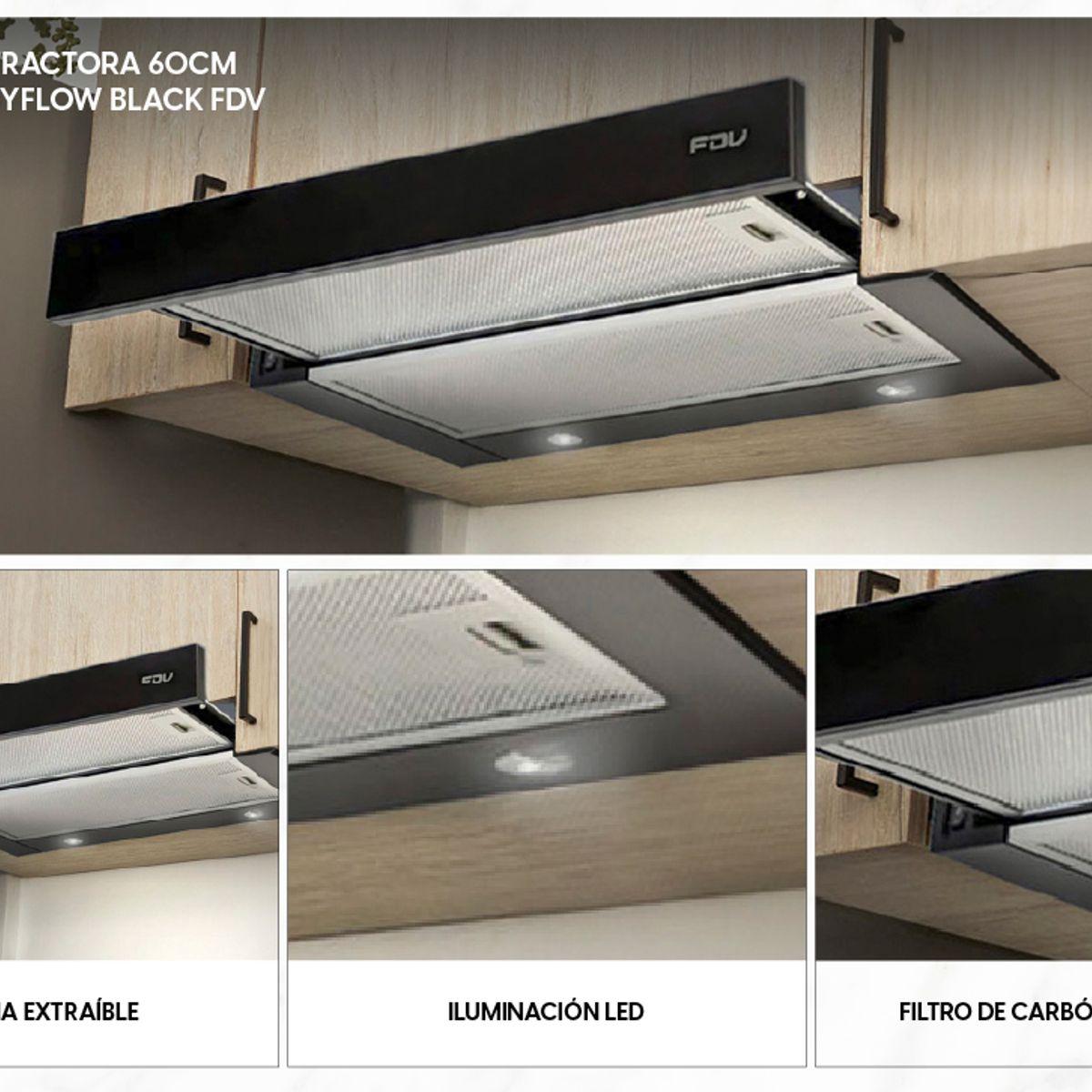 FDV - COMBO FDV CAMPANA EASY FLOW BLACK 60 + ENCIMERA BLACK 60 GLP