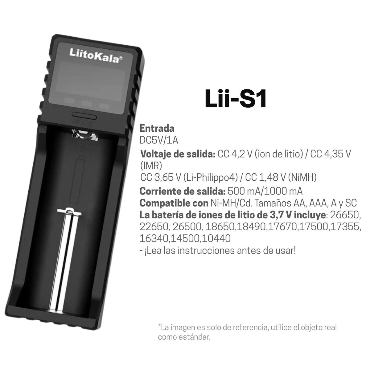 LIITOKALA - Cargador Inteligente Liitokala  USB Para Pilas 18650 AA AAA y mas