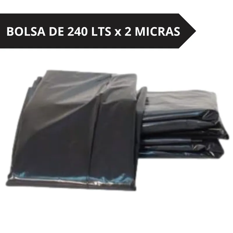 GENERICO - BOLSAS DE BASURA DE 240 LITROS x 2 MICRAS COLOR NEGRO X 100 UND