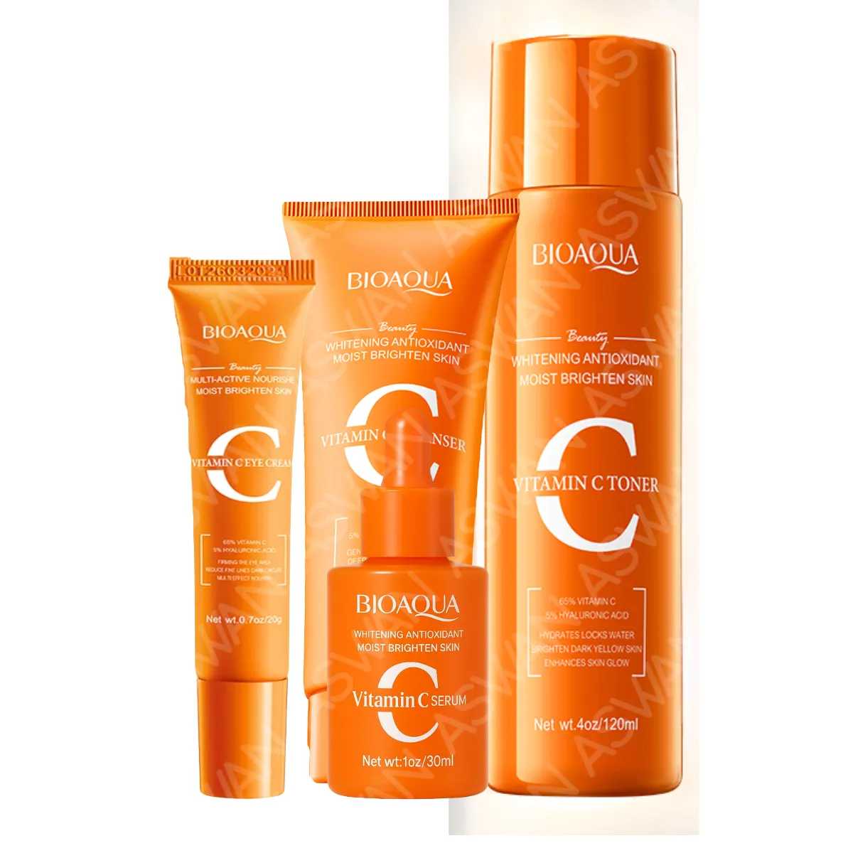 BIOAQUA - Kit Vitamina C Serum + Tonico + Limpiador + Contorno - BIOAQUA