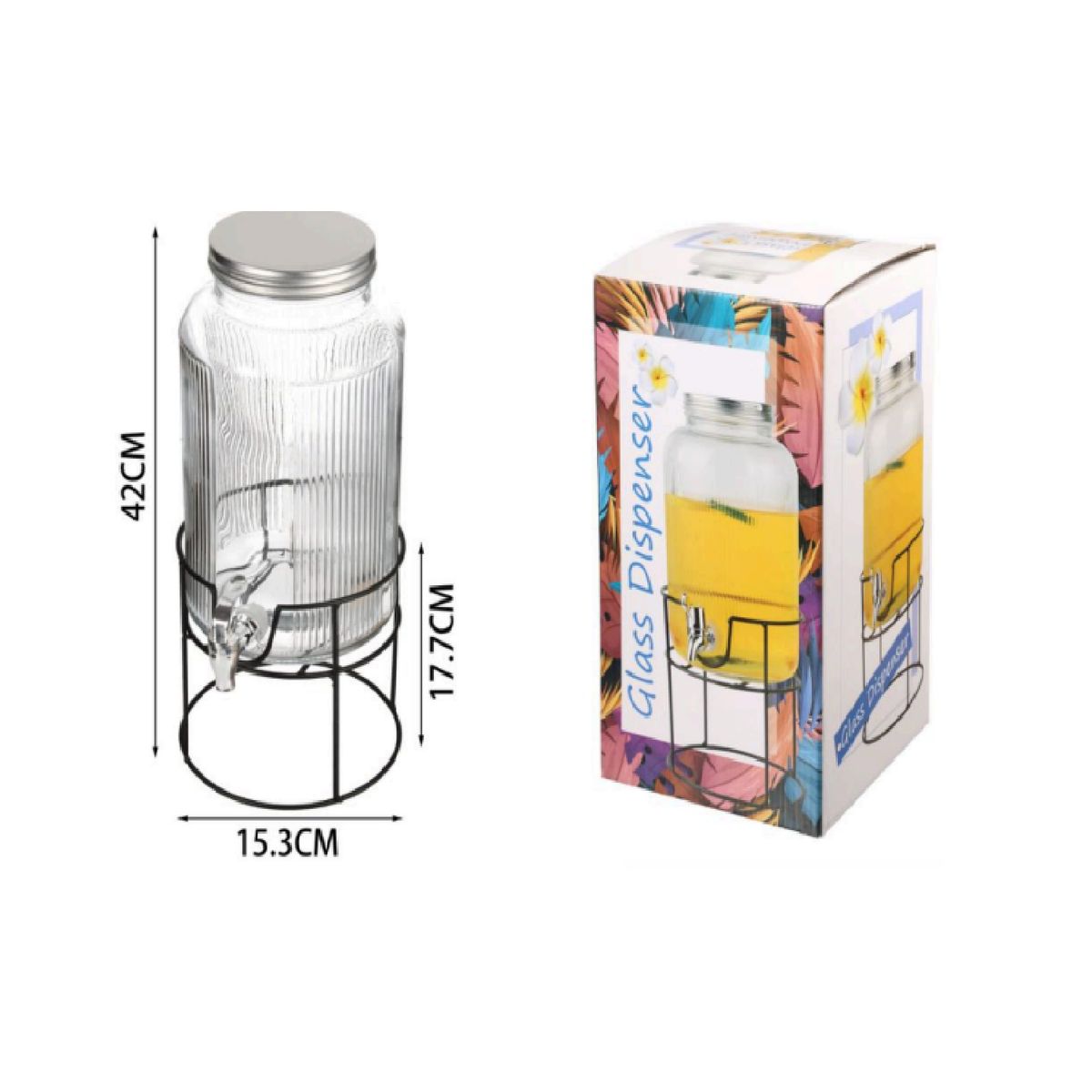 OTTOWARE - Dispensador De Agua De Vidrio 6 L + Base