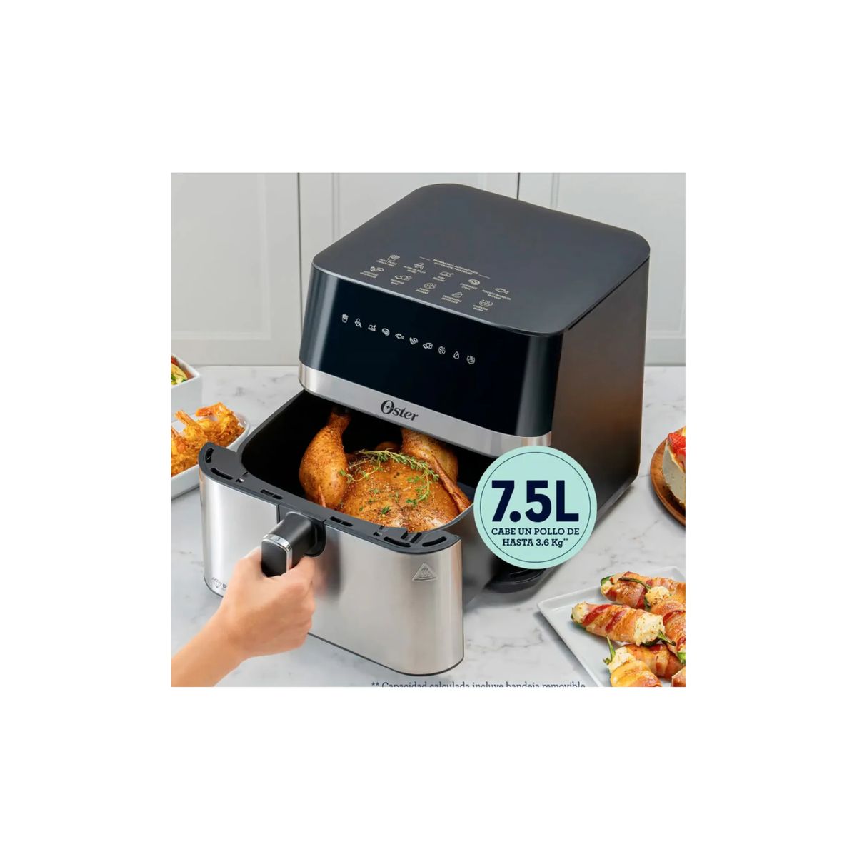 OSTER - Freidora de Aire Digital 7.5L Oster CKSTAF75DSSDF 053 Plomo