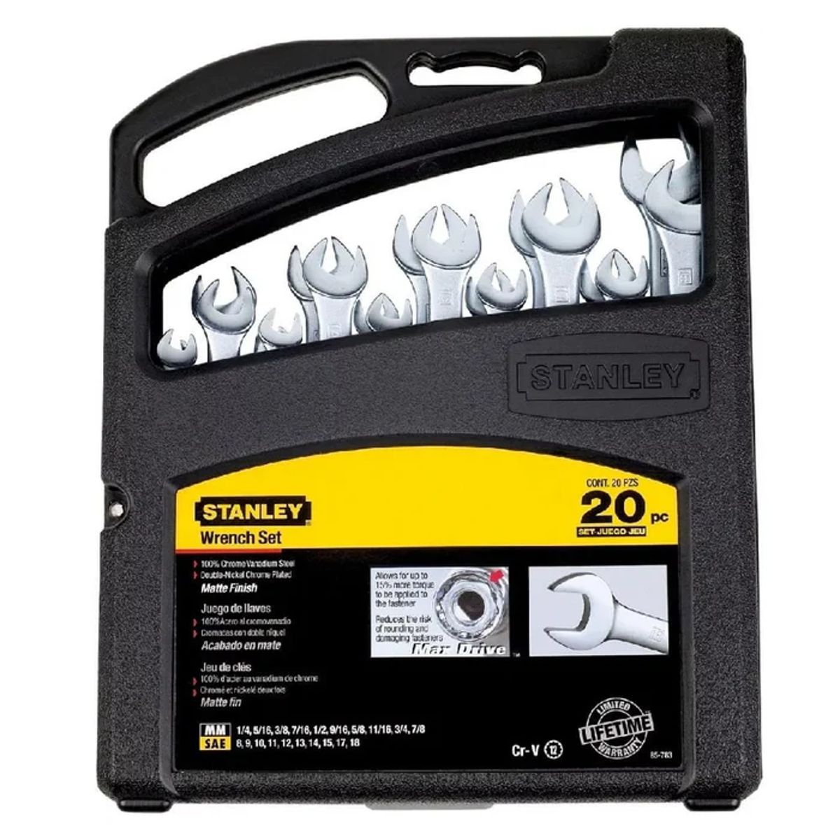 STANLEY - Llaves mixtas combinadas 20 piezas, Métricas/Pulgadas