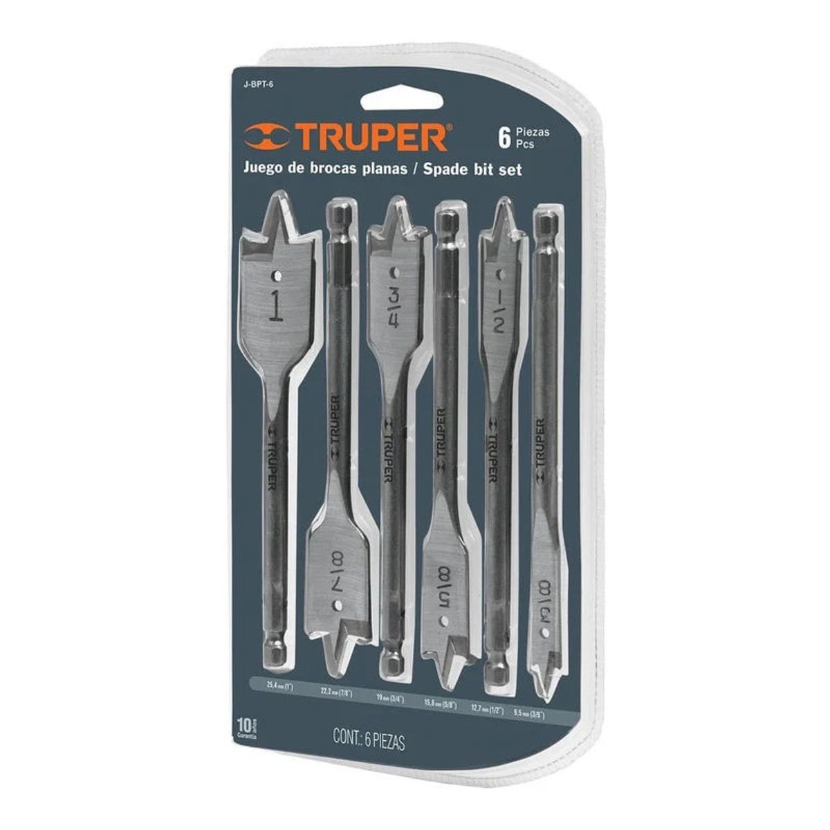 Truper - Juego De Brocas Planas De Manita 6 Piezas Truper - 11395