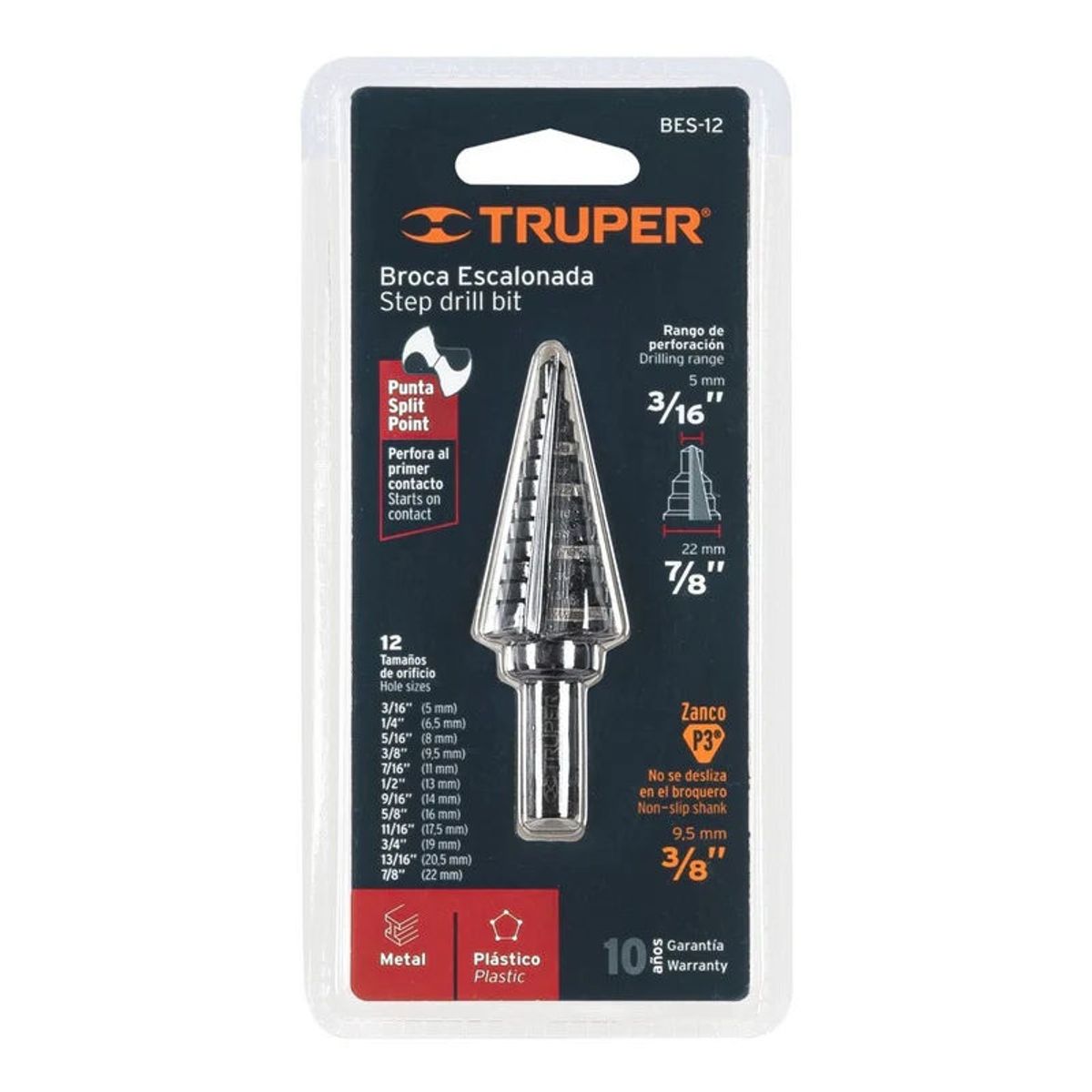 TRUPER - Broca Escalonada Óxido Negro 12 Escalones 316  A 78 Truper - 12125