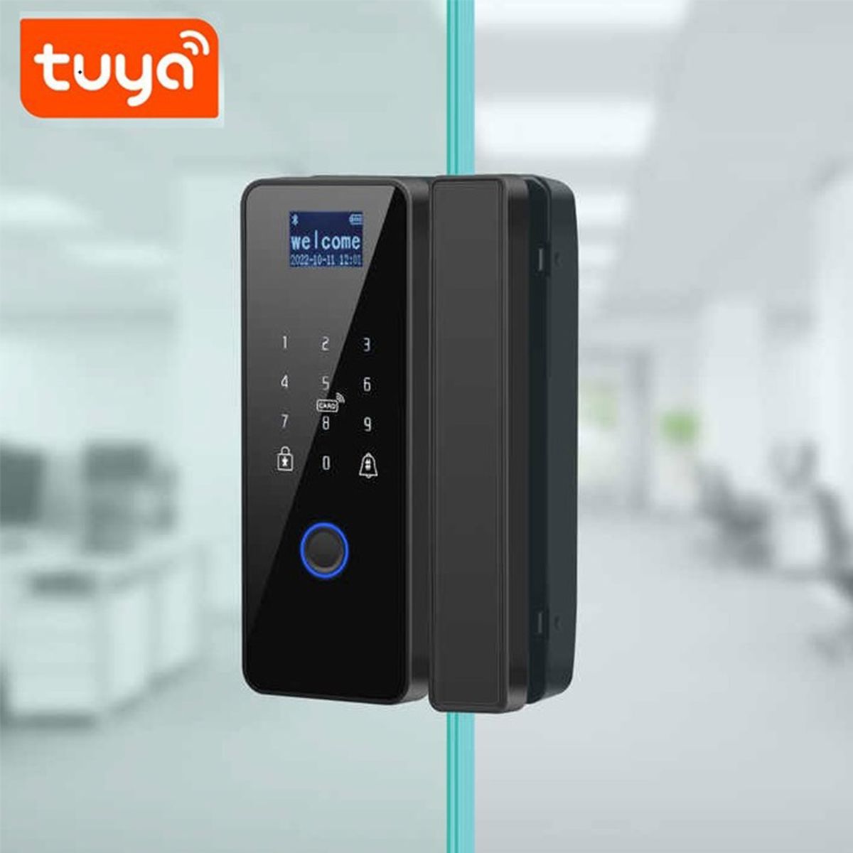 TUYA - Cerradura Electrónica para Vidrio PST-008P con Tarjeta RFID y Teclado