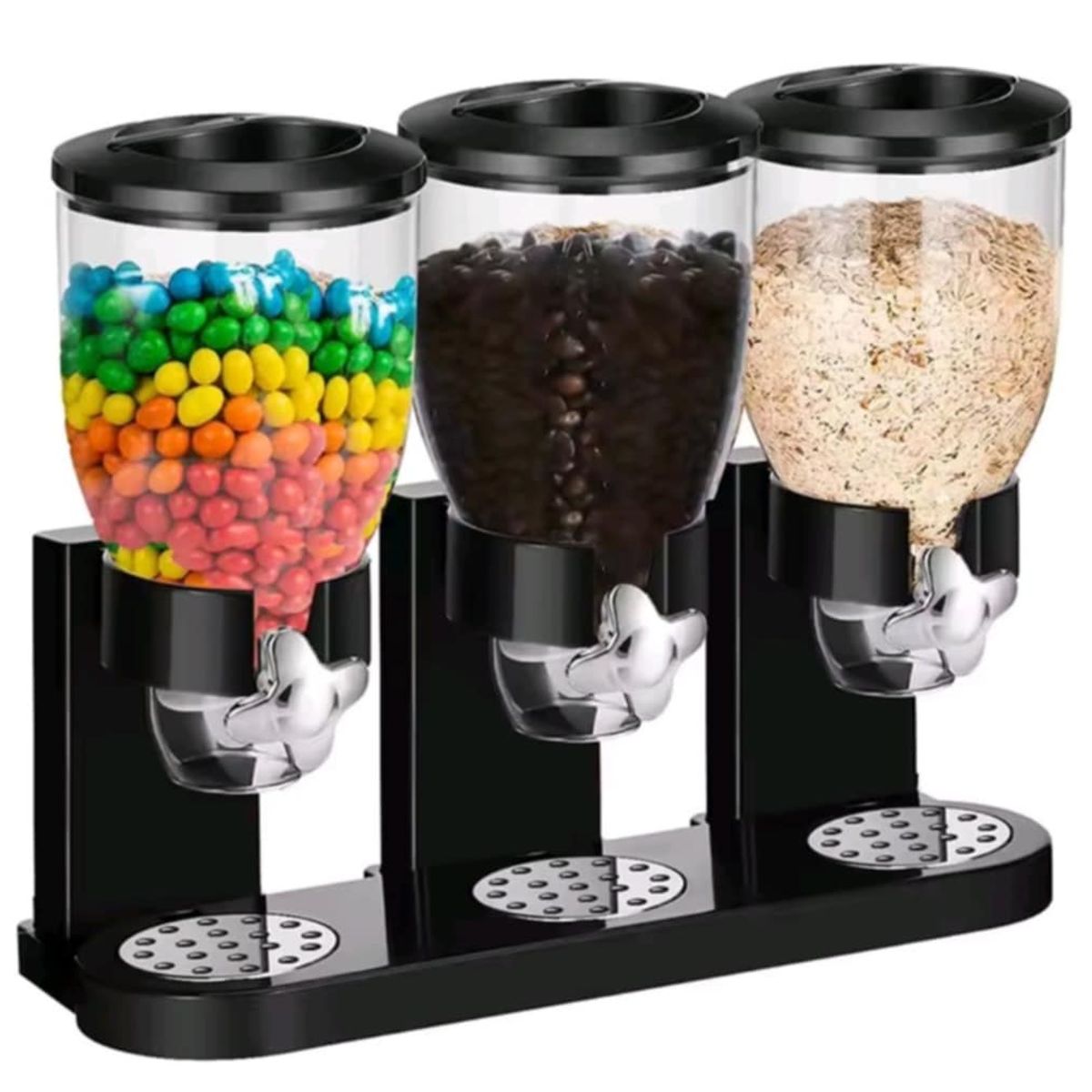 GENERICO - Dispensador de Cereales Triple Organizador con Tapa Cocina Hogar