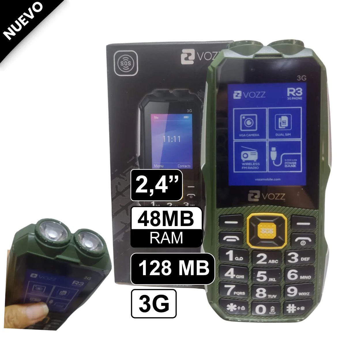 GENERICO - Celular Vozz R3 3G Doble Linterna Bateria Durable 5000Mh