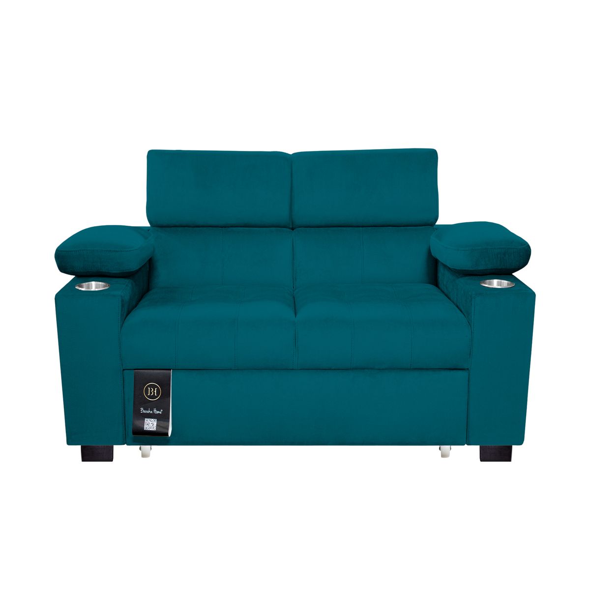 BARAKA HOME - Sofá Cama Baltimore con Porta Vasos y Bolsillo 2plz - Cobalto