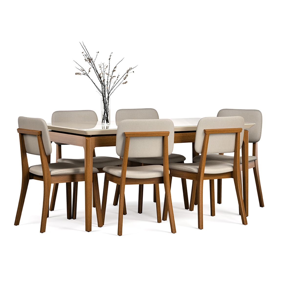 PAZART MUEBLES - COMEDOR 6 SILLAS MADERA CLASSIC LINO BEIGE