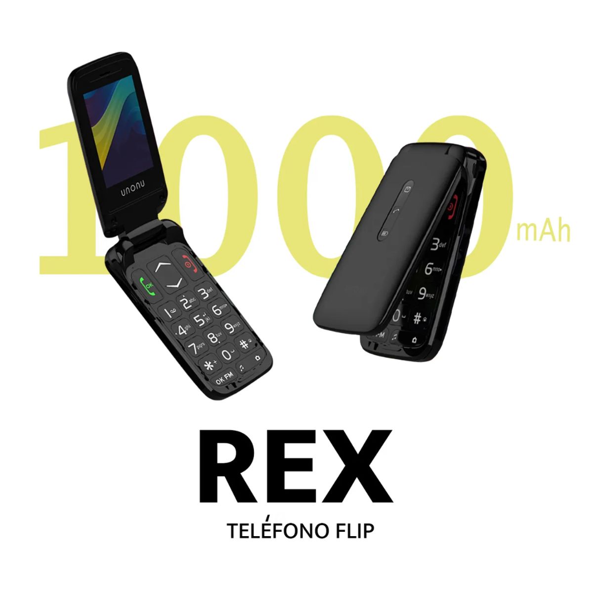 UNONU - CELULAR BASICO UNONU REX FLIP 4G DUAL SIM - NEGRO