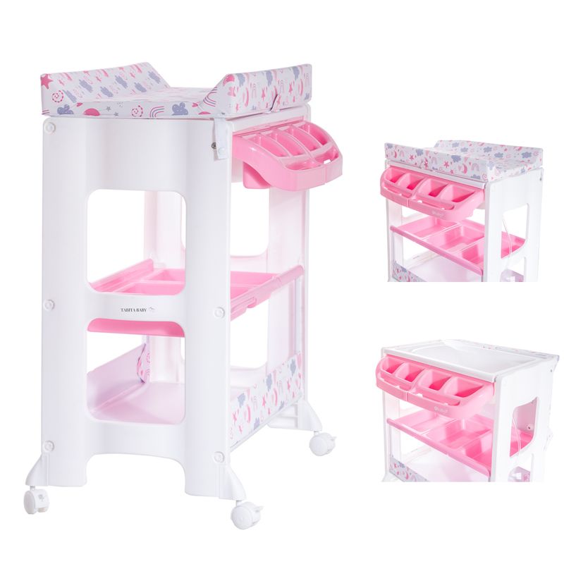 Bañera Cambiador para bebé piso Natiel Rosado EBABY