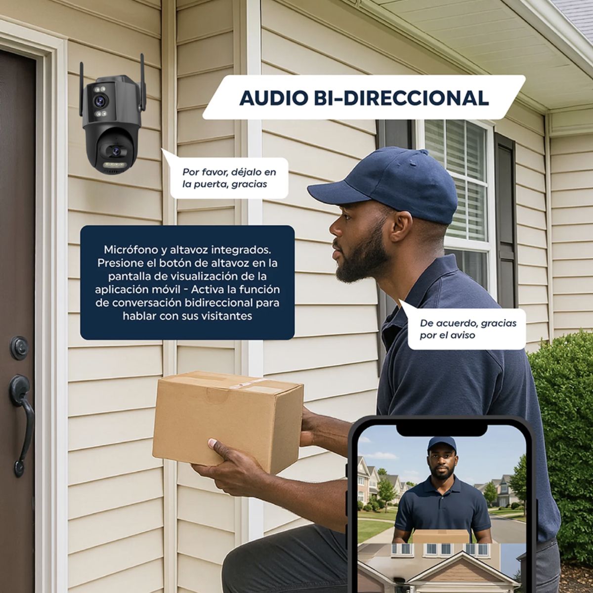 TRENDY TECH E I R L - Cámara de seguridad doble lente Exterior Panel Solar con Chip SIM 4G FHD Alarma