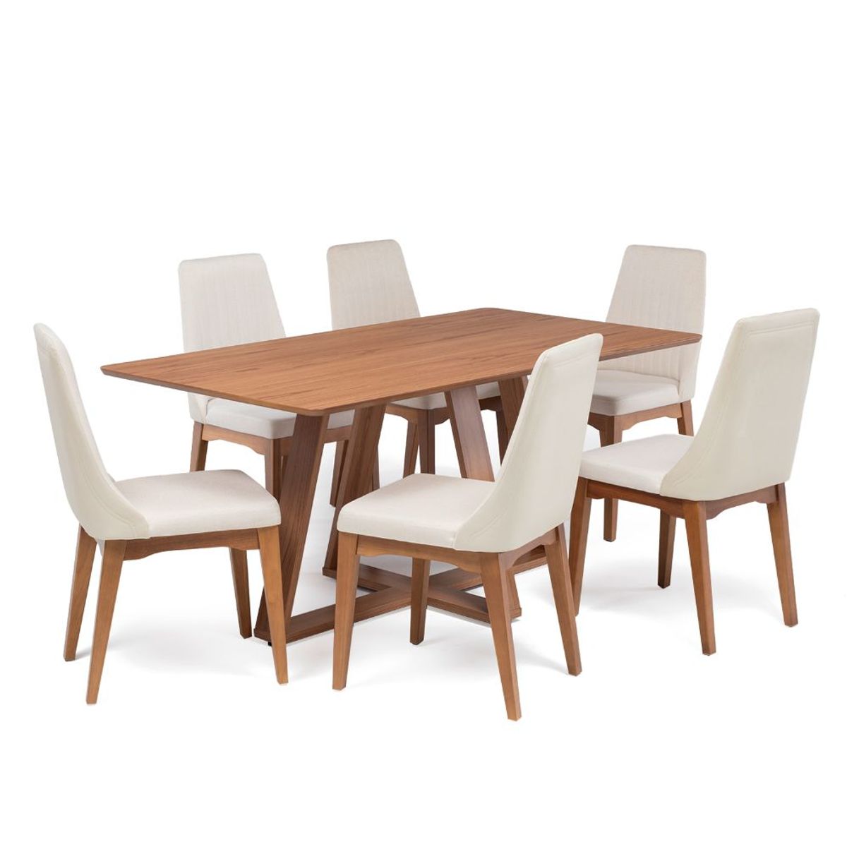 PAZART MUEBLES - COMEDOR 6 SILLAS ELSIE NATURAL BEIGE & MOX