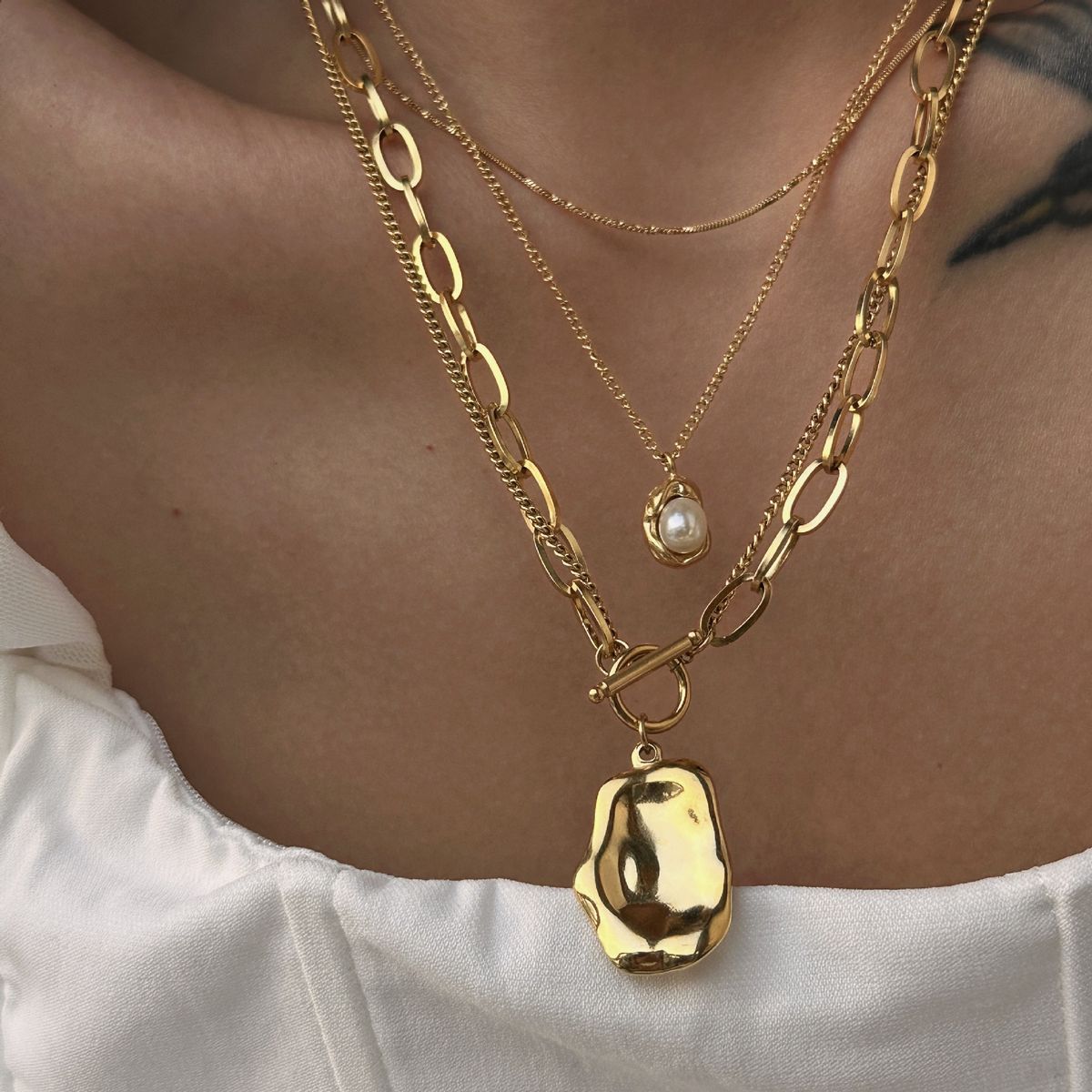 GENERICO - Collar Doble Ícaro Dorado Waterproof