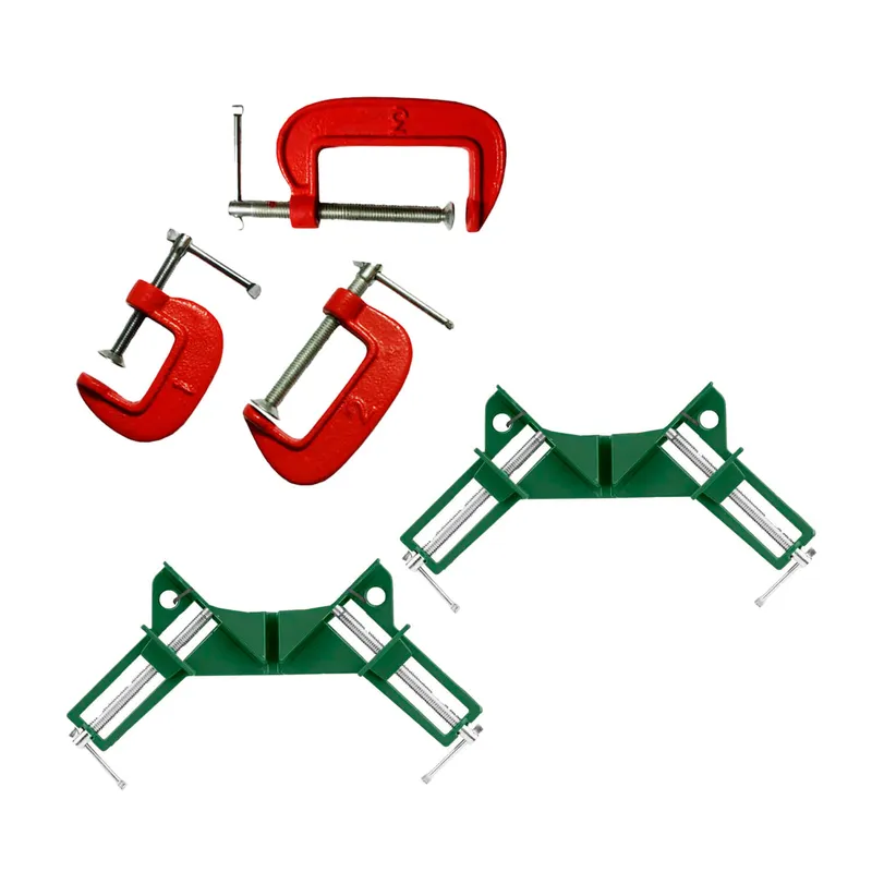 GENERICO - Prensa Esquinera 75mm X2 Carpintería + Set 3 Prensas Tipo C