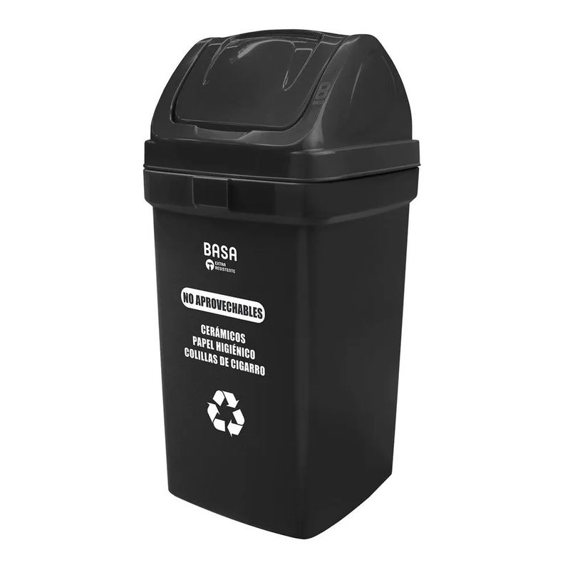 BASA - Papelera Bodeguita Negro (No Aprovechables) Vaiven 75 Lt Ecobasa # 9280 Basa