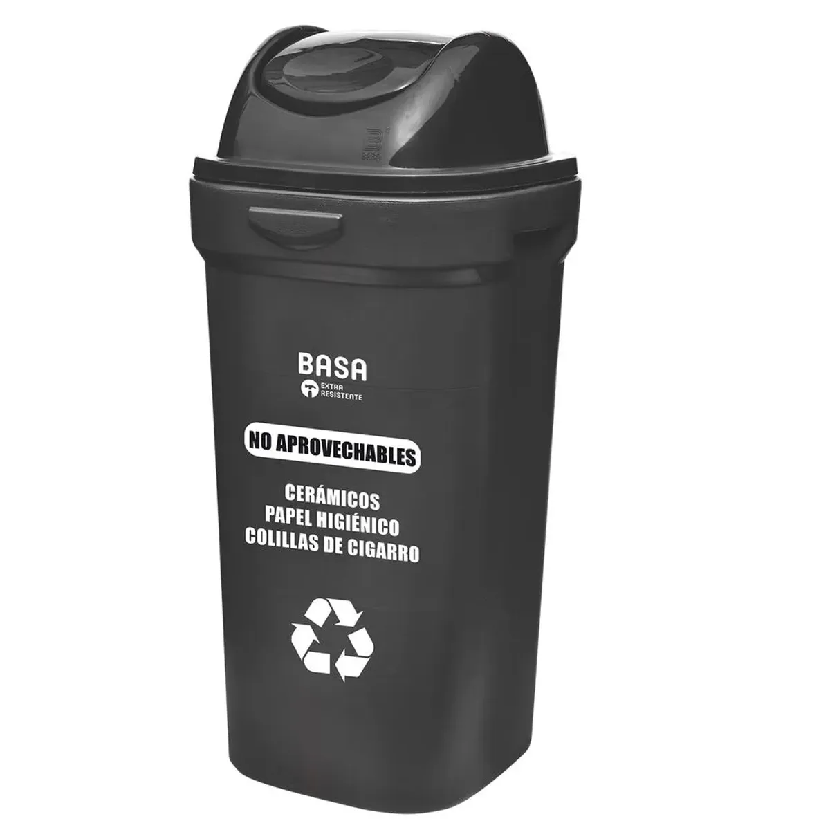 BASA - Papelera Bodeguita Negro C/T Vaiven 50 Lt Ecobasa.