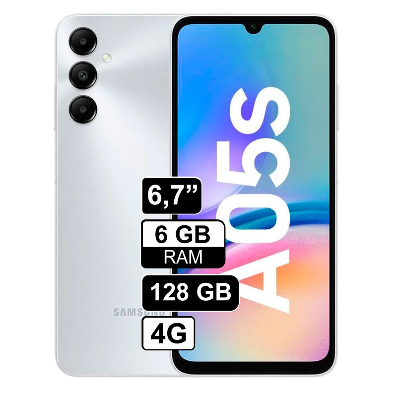SAMSUNG - Celular Samsung Galaxy A05s 128GB 6GB ram cámara principal 50MP frontal 13MP 67 Gris