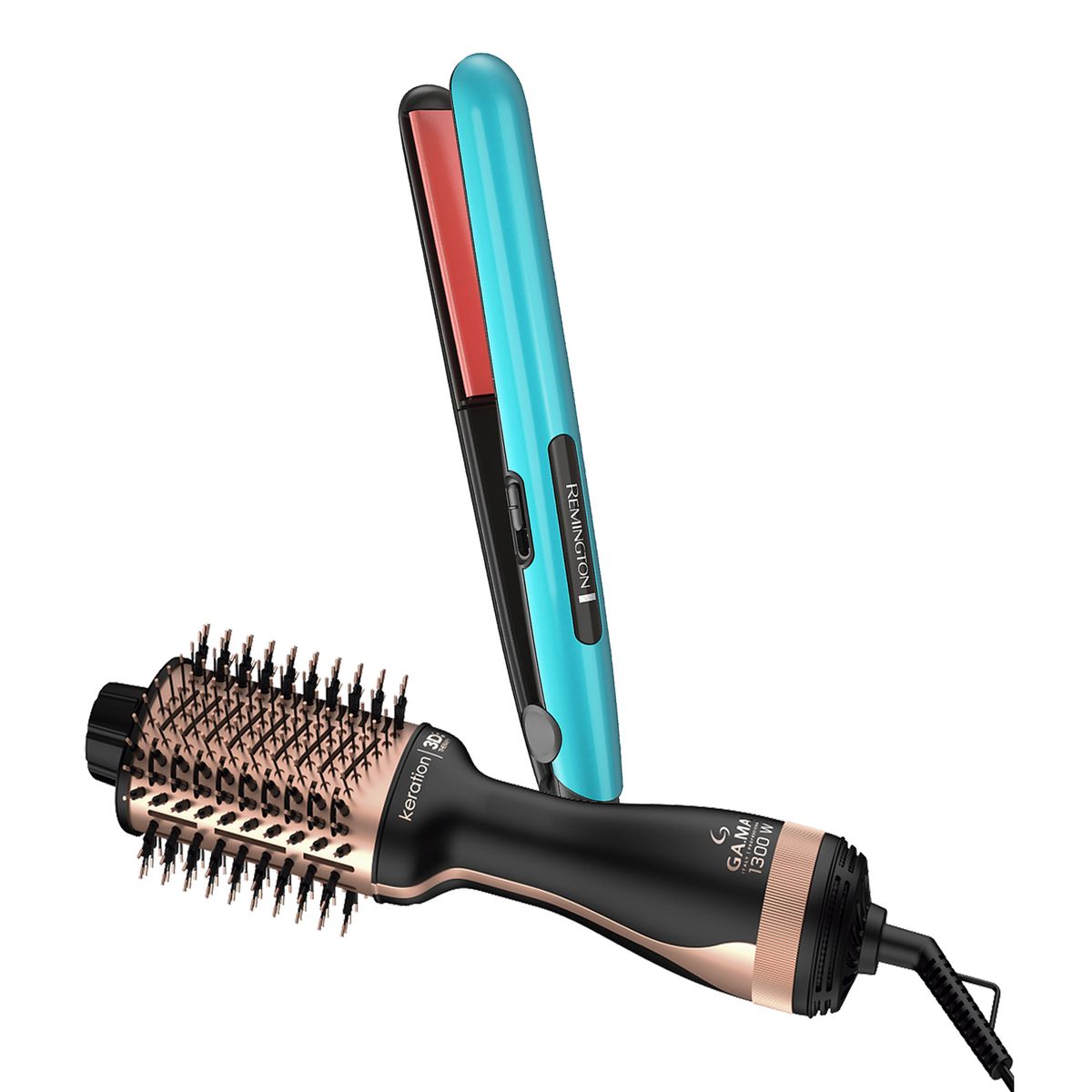 REMINGTON - Combo Alisadora Remington Ceramic Colors S1520 y Cepillo Secador Gama