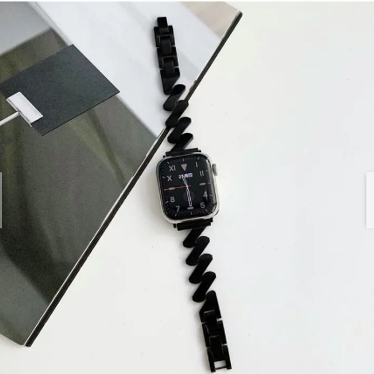 GENERICO - Correa Eslabón ZIGZAG para Apple Watch 41mm - NEGRO