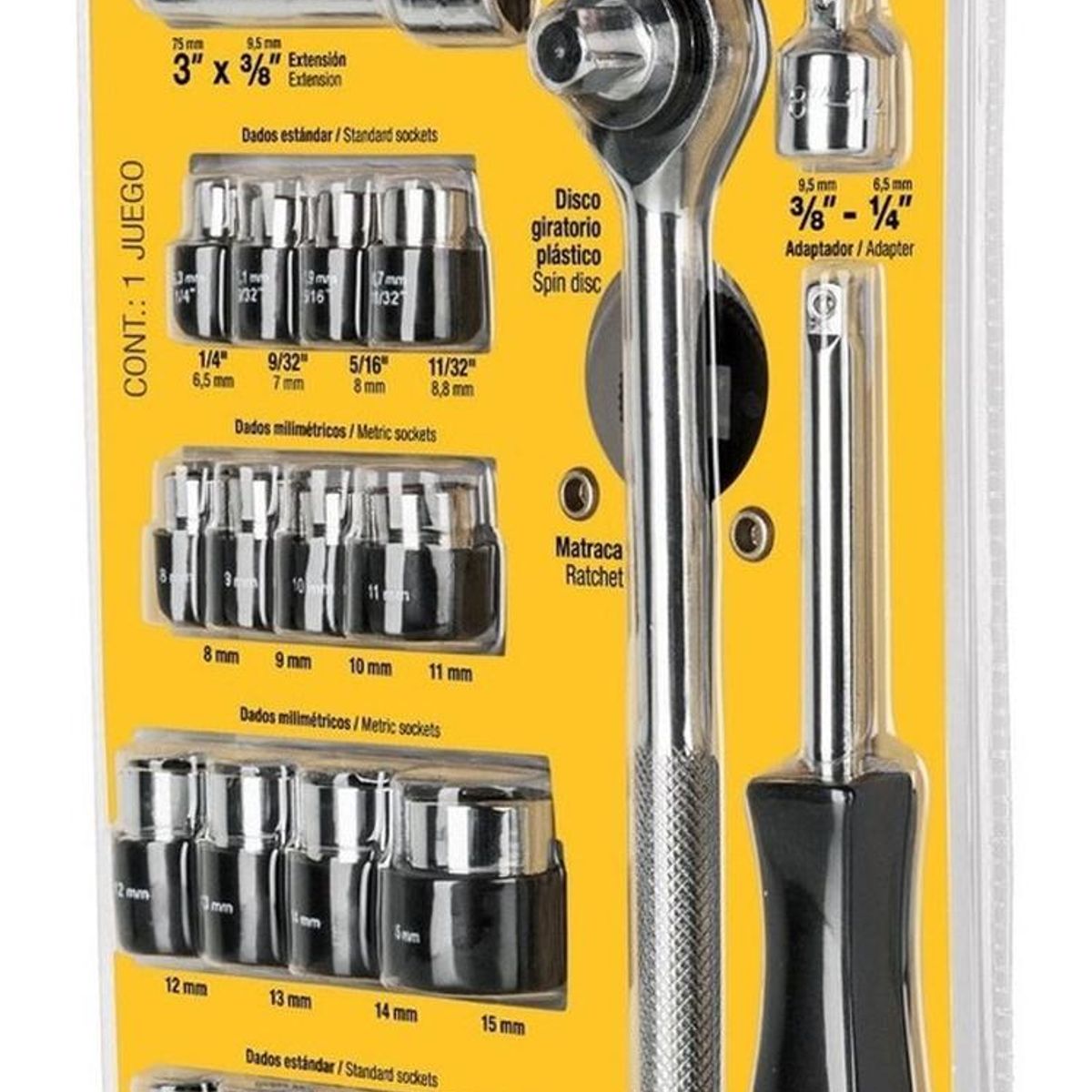 PRETUL - Juego de Ratchet y Dados 3/8" 21 Piezas Pretul