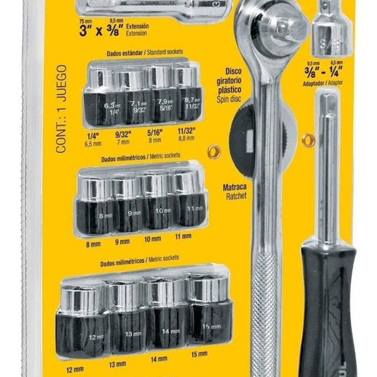 PRETUL - Juego de Ratchet y Dados 3/8" 21 Piezas Pretul