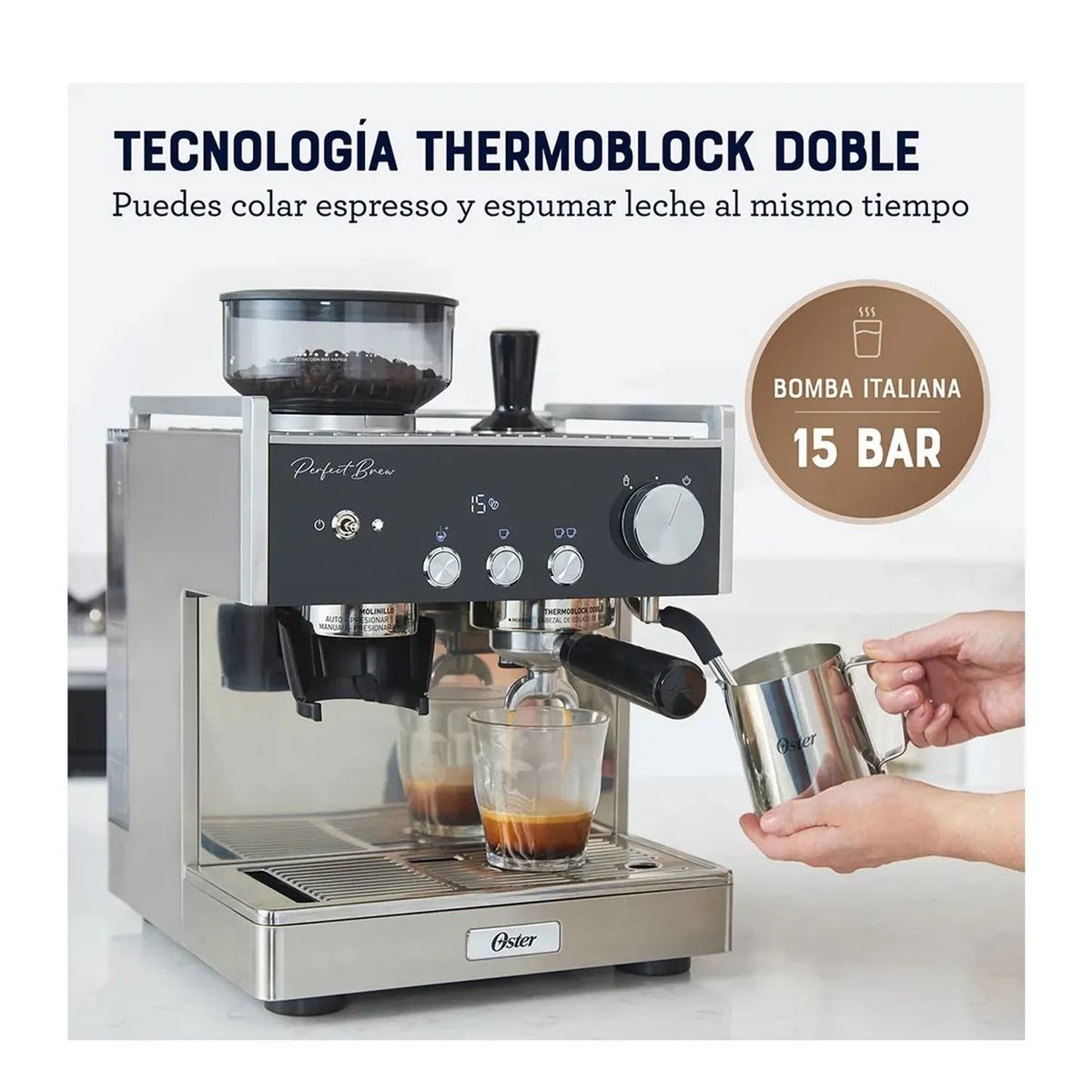 OSTER - Cafetera Oster para Espresso Perfect Brew Máxima BVSTEM7400