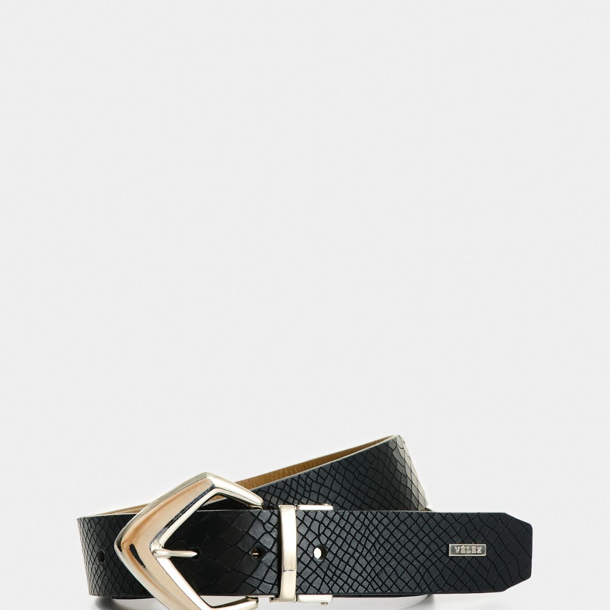 VELEZ - Vélez Cinturón Doble Faz De Cuero Para Mujer Solan Negro