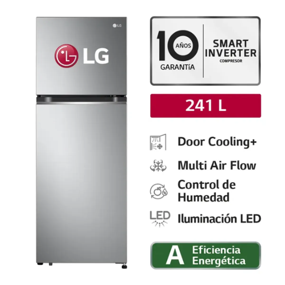 LG - Refrigeradora  LG Top Freezer 241L con Door Cooling GT24BPP