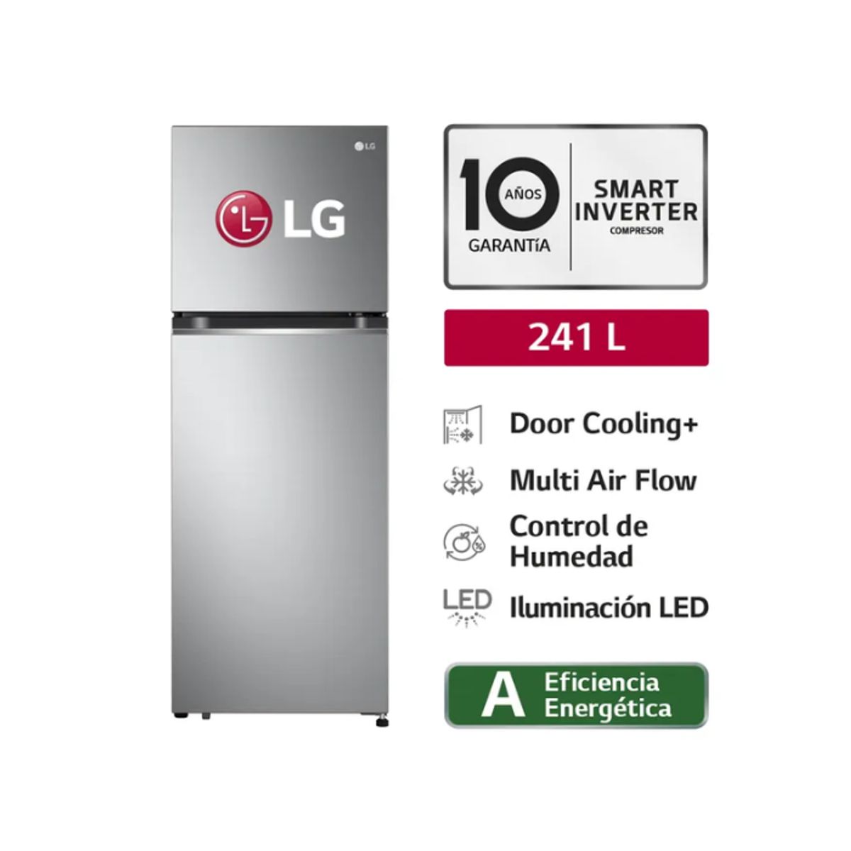 LG - Refrigeradora  LG Top Freezer 241L con Door Cooling GT24BPP