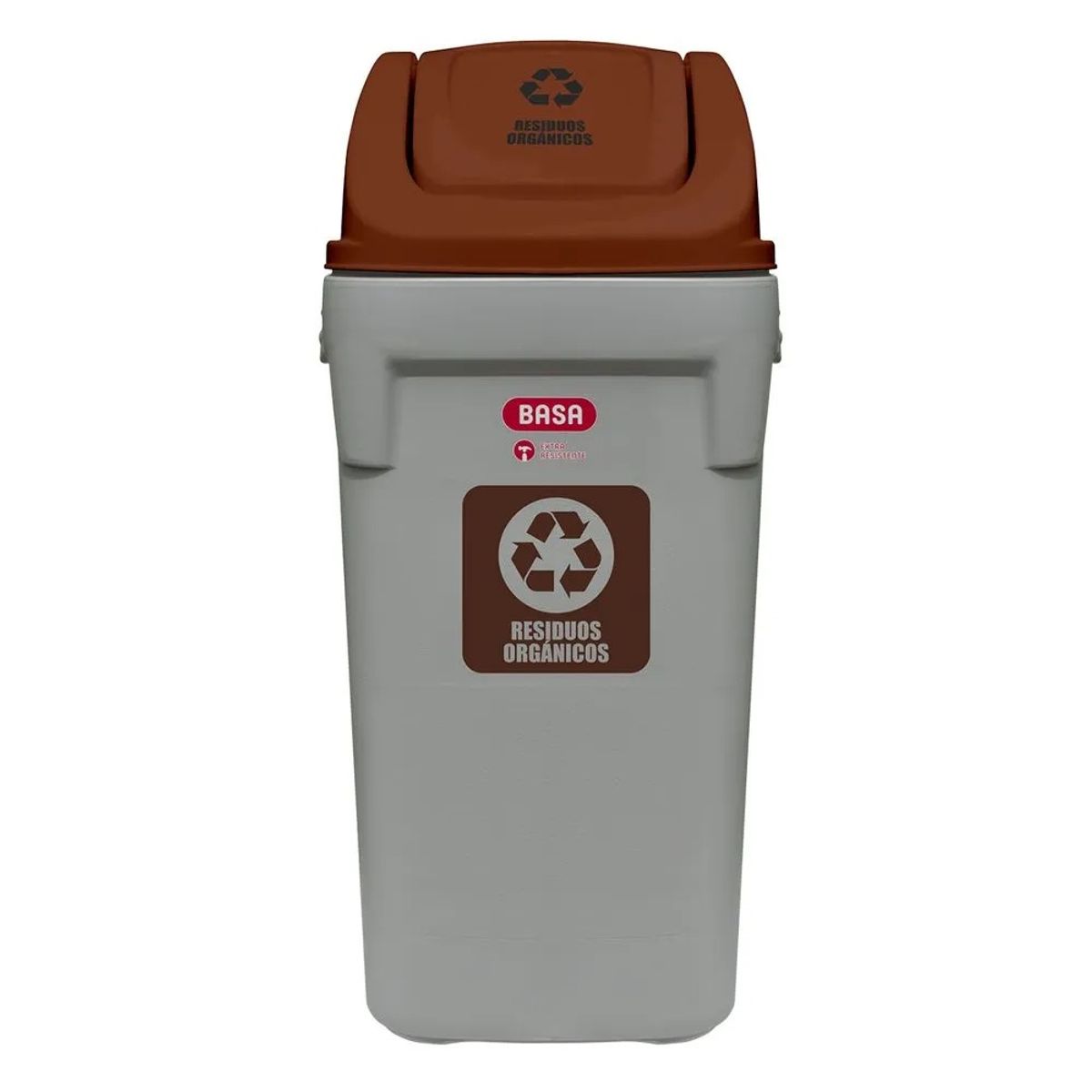 BASA - Papelera Rino Gris T/Vaiven Marron 120 Lt Ecobasa