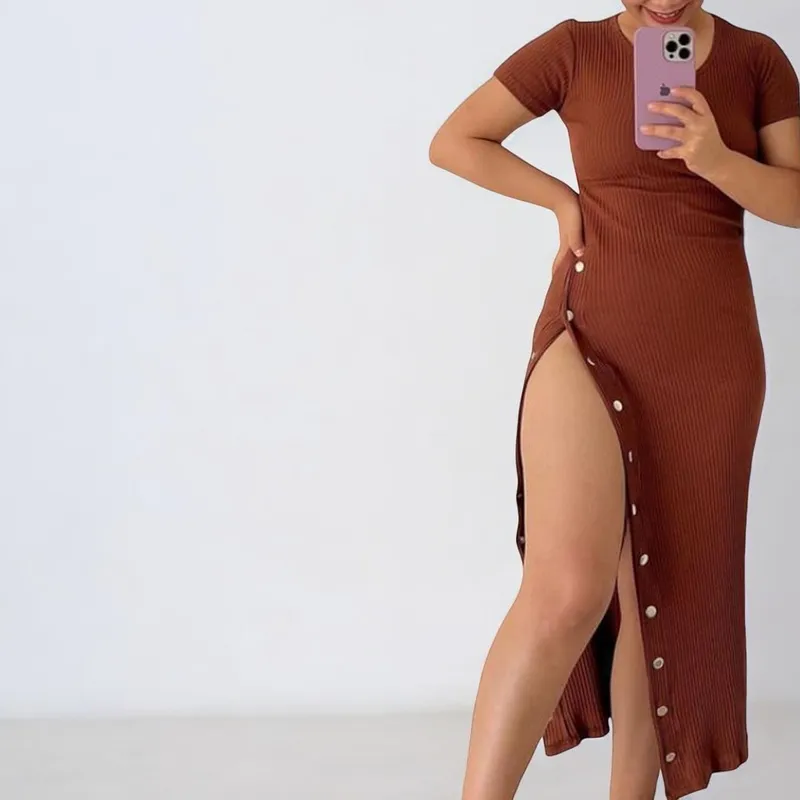 GENERICO - Vestido Casual Rip Grueso Vanessa Renta Color Marron