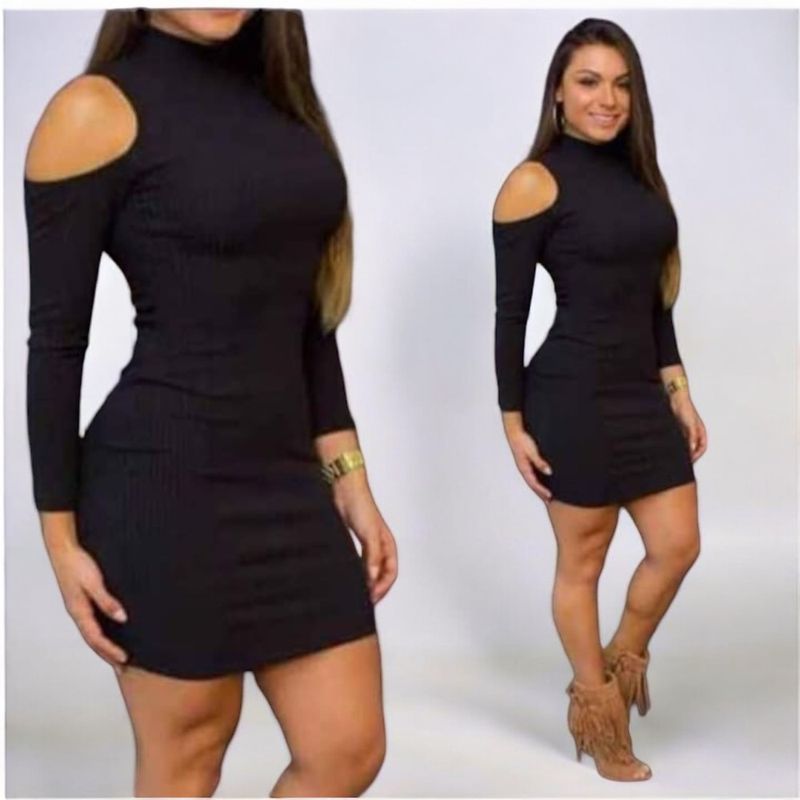 GENERICO - Vestido Rip Casual Hombritos Tcl-21 Color Negro
