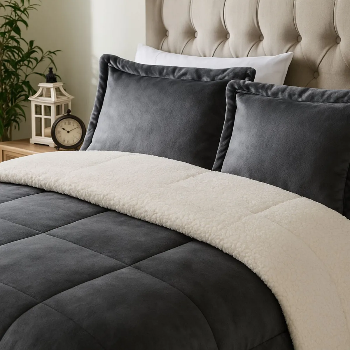 GENERICO - EDREDON 1.5 PLAZA INVERNIA SET FELPA CON SHERPA + FUNDAS DE ALMOHADA