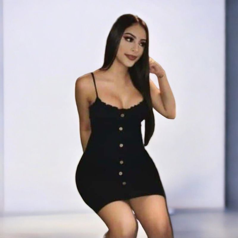 GENERICO - Vestido Rip Grueso Casual Botones Sexys Color Negro