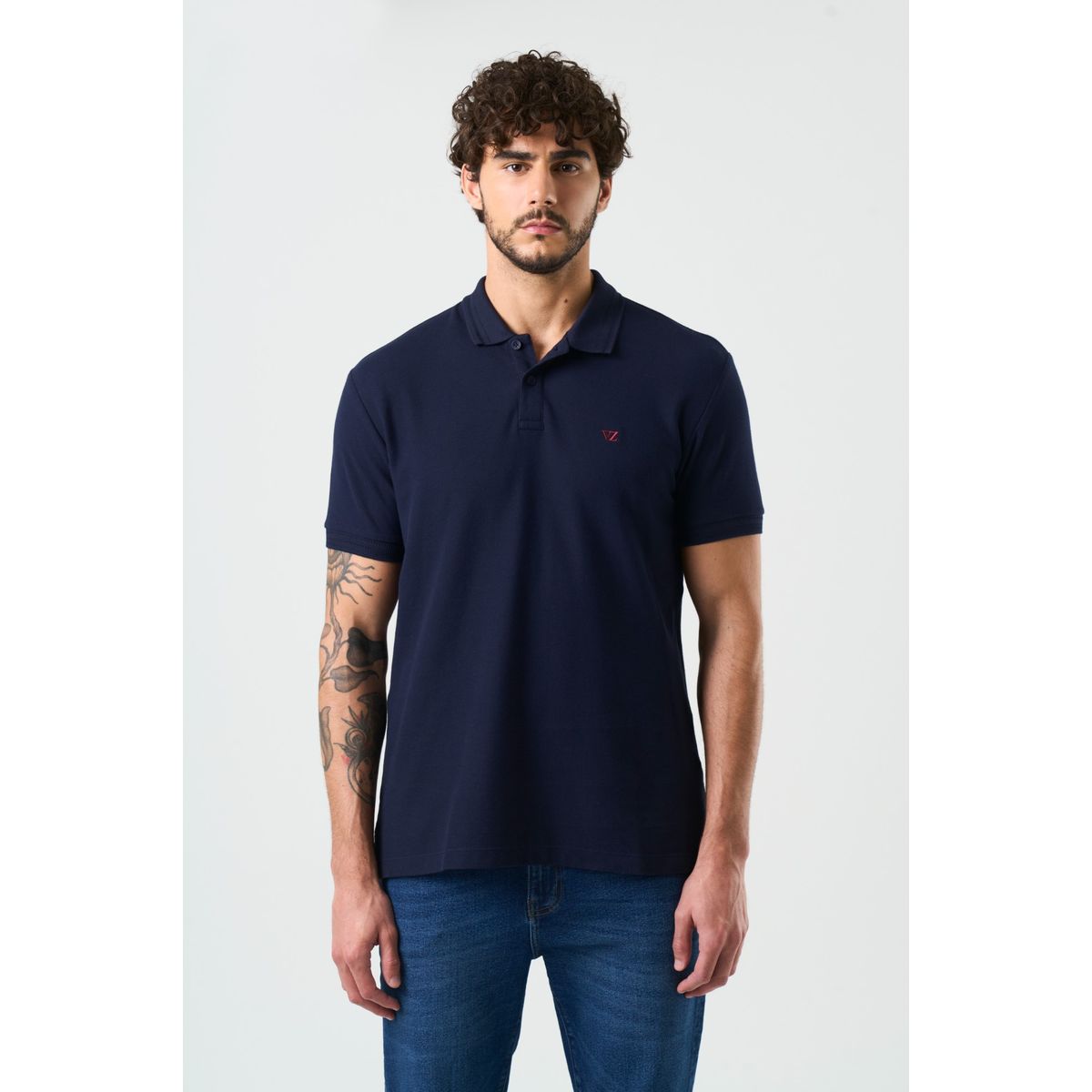 VELEZ - Vélez Polo Manga Corta Essential Hombre Textura Azul Oscuro