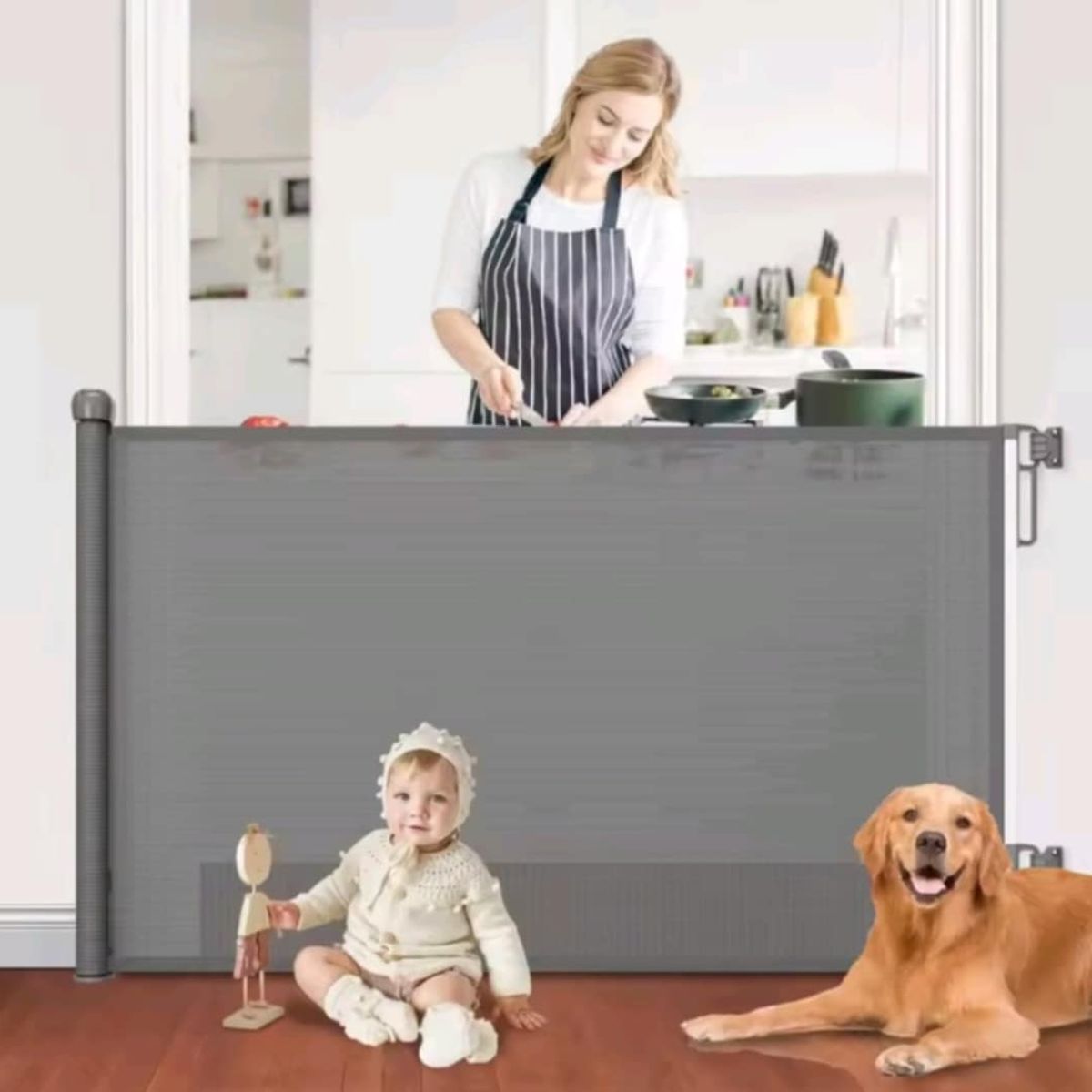 GENERICO - Puerta de Seguridad Retractil Bebe Niños Mascotas Interior Exterior