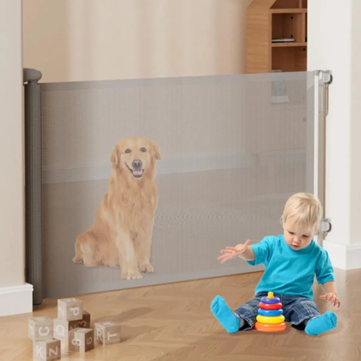 GENERICO - Puerta Barrera Retráctil para Bebes Seguridad en Escaleras y Pasillos