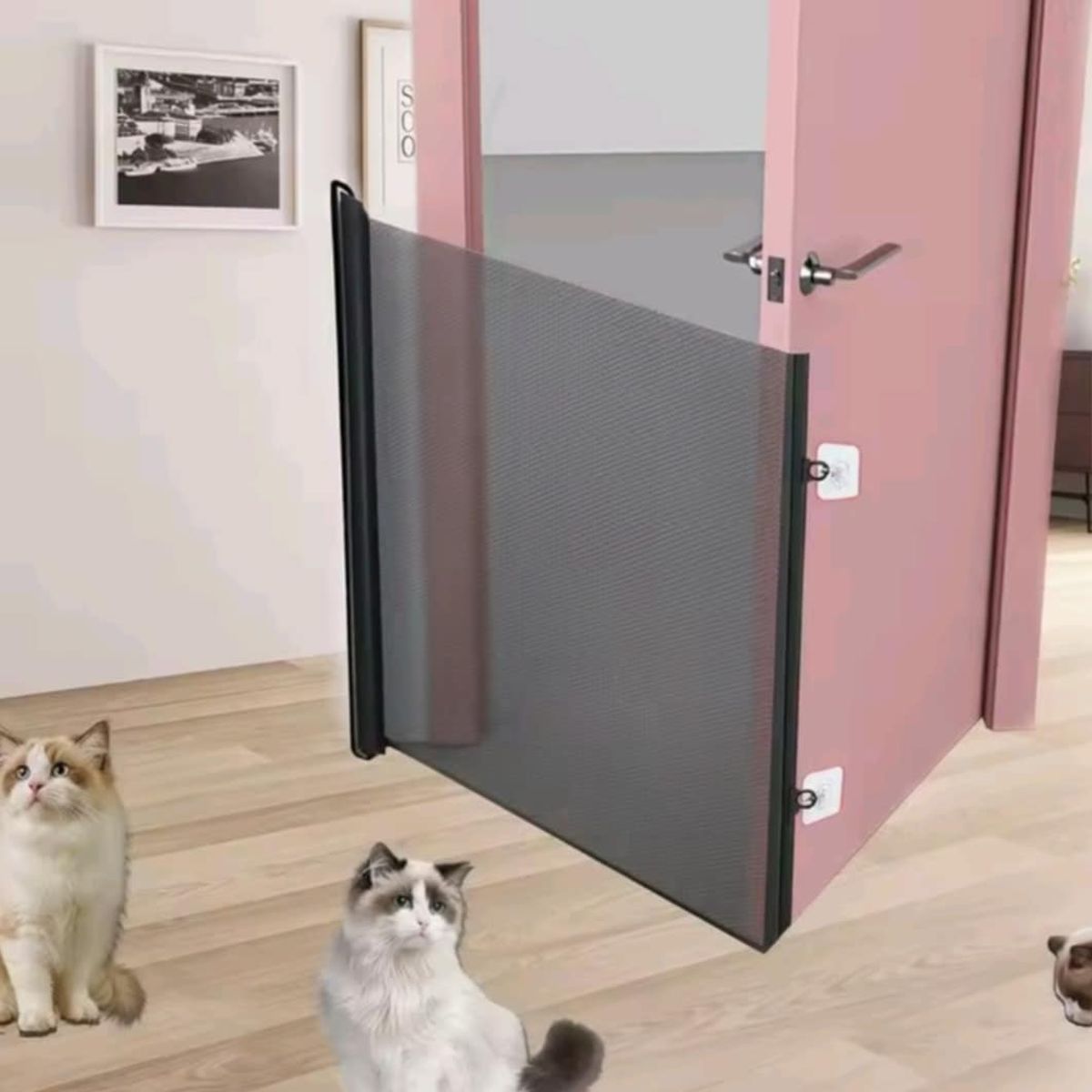GENERICO - Puerta de Seguridad para Niños Mascotas Retráctil Expandible Interior