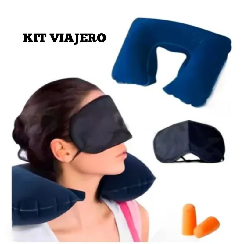 OEM - Kit Viajero Cojín + Antifaz Mascarilla + 2 Tapa Oídos