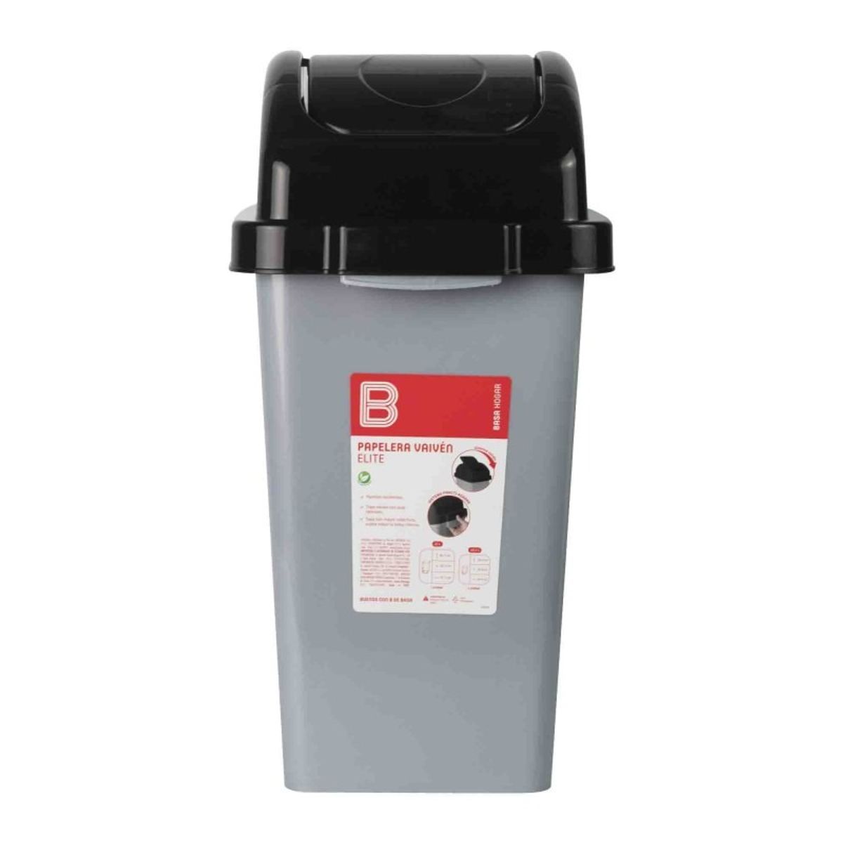 BASA - Papelera Vaivén Elite 22 L Negro.