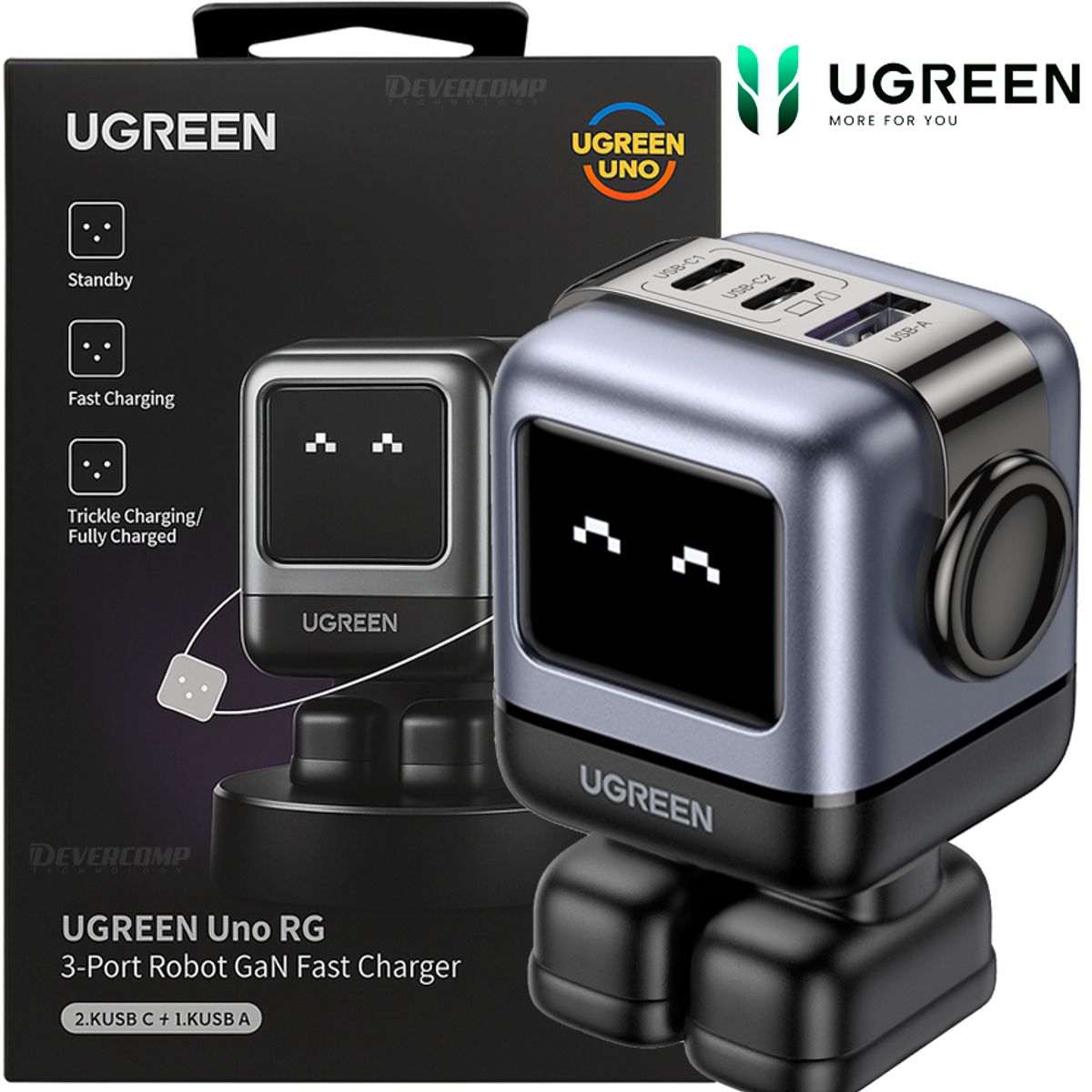UGREEN - Cargador Rápido GaN UGREEN 65W Robot Uno RG