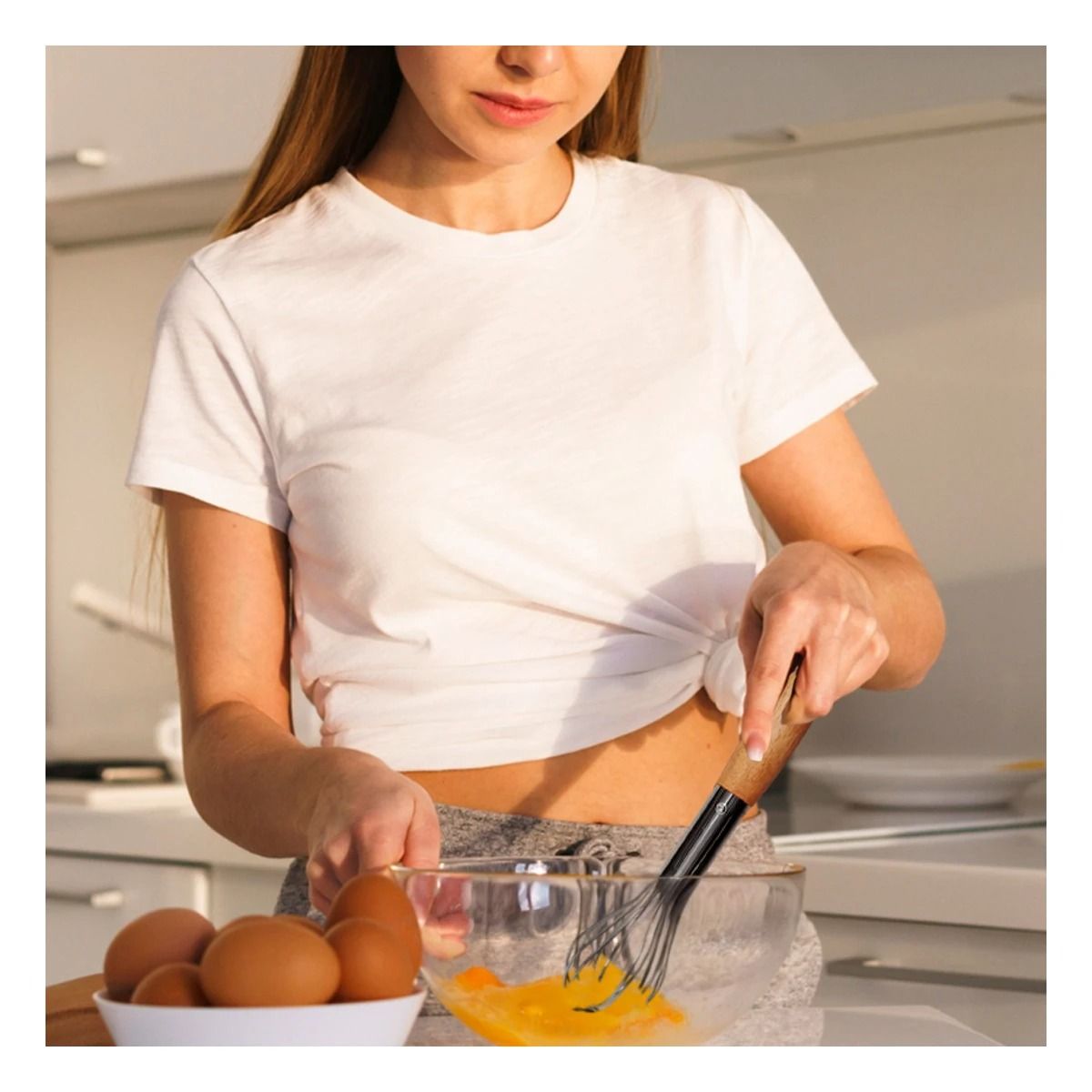 GENERICO - Pack2 Mezcladora Manual y Abridor Plateado Y+Ligas de Regalo